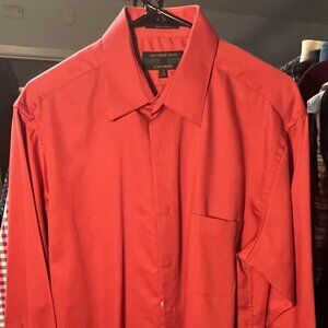 VTG Julian Alexander Colours Red Orange Long-Sleeve Button-Up SZ Med